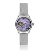 Сребрист дамски часовник в лилав циферблат и камъчета-0 снимка