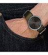 Сребрист unisex часовник с каишка в цвят каки Ino-1 снимка