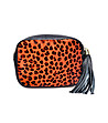 Черна дамска чанта в оранжев панел с леопардов принт Trina-0 снимка