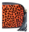 Черна дамска чанта в оранжев панел с леопардов принт Trina-2 снимка