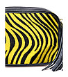 Черна дамска чанта в жълт панел с принт зебра Trina-2 снимка