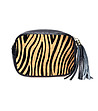 Черна дамска чанта в бежов панел с принт зебра Trina-0 снимка