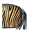 Черна дамска чанта в бежов панел с принт зебра Trina-2 снимка