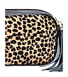 Черна дамска чанта в панел с леопардов принт Trina-2 снимка