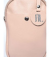 Малка дамска кожена чанта в цвят пудра Albana-2 снимка