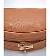 Дамска кожена чанта в цвят коняк Sanote-2 снимка