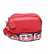 Червена дамска кожена чанта с ефектна презрамка Teti-0 снимка