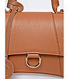Дамска чанта от естествена кожа в цвят коняк Gisele-2 снимка