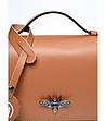 Дамска кожена чанта в цвят коняк Gisele-2 снимка