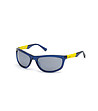 Сини мъжки слънчеви очила с жълти детайли-0 снимка