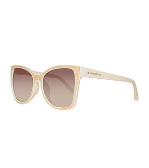 Дамски слънчеви очила в бяло и златисто снимка