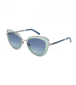 Дамски слънчеви очила с прозрачни рамки в синьо снимка