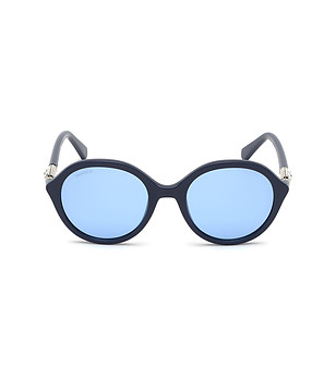 Дамски слънчеви очила с черна рамка и сини лещи снимка