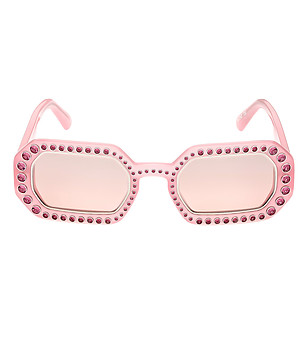 Розови дамски слънчеви очила с кристали Swarovski снимка