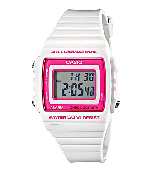 Дигитален дамски часовник в бяло и розово снимка