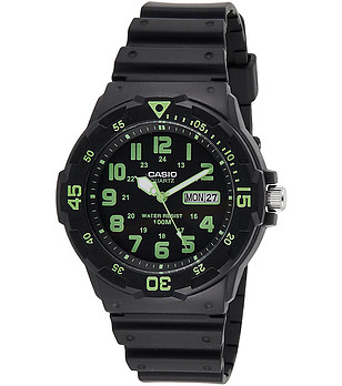 Черен дигитален мъжки часовник със зелени цифри снимка