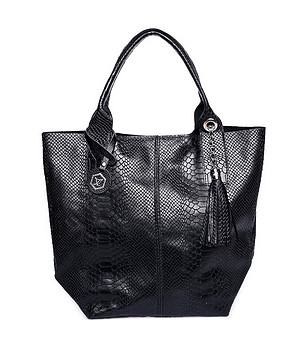 Черна дамска чанта от естествена кожа Arilyn снимка