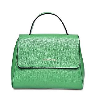 Зелена дамска кожена чанта с капак Farida снимка
