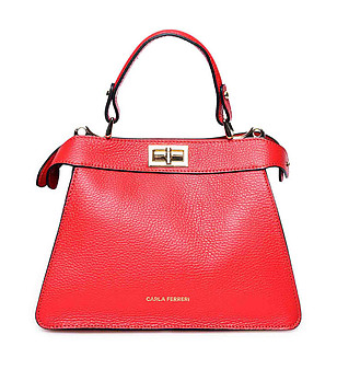 Червена дамска чанта от естествена кожа Denia снимка