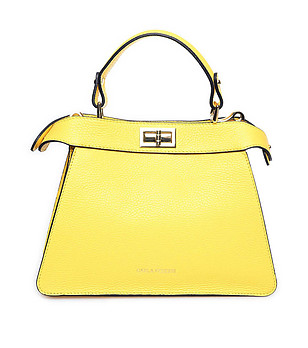 Жълта дамска чанта от естествена кожа Denia снимка