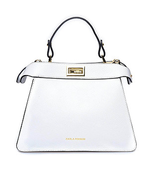 Бял дамска чанта от естествена кожа Denia снимка
