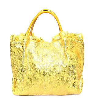 Дамска ефектна чанта в жълто и златисто Karmelia снимка