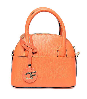 Малка оранжева дамска кожена чанта Jillian снимка