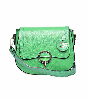 Малка зелена кожена чанта за рамо Jillian снимка