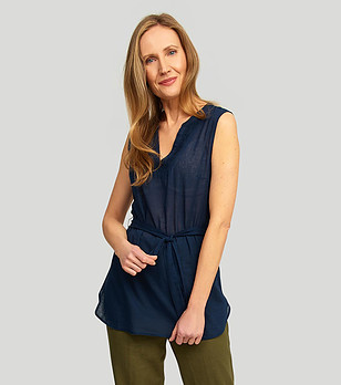 Тъмносиня памучна туника Axara снимка