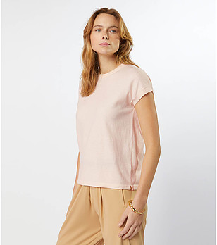 Блуза без ръкави  цвят пудра от фино плетиво Sandrine снимка