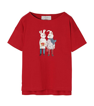 Червена дамска памучна тениска Miza 5 снимка