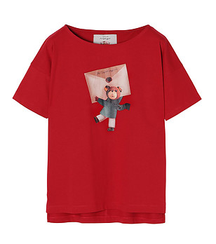 Памучна дамска тениска в червено Miza 4 снимка