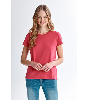 Розова дамска тениска от органичен памук Kiri снимка