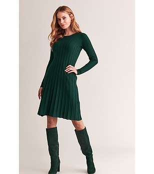 Тъмнозелена рокля от фино плетиво Umika снимка