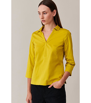 Дамска памучна блуза в цвят горчица Mirita снимка