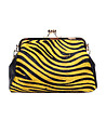 Черна дамска чанта с жълт панел с принт зебра Sanote-0 снимка