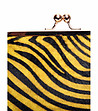 Черна дамска чанта с жълт панел с принт зебра Sanote-2 снимка