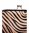 Черна дамска чанта с бежов панел с принт зебра Sanote-2 снимка