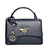 Черна дамска кожена чанта с ефектна закопчалка Mireille-0 снимка