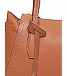 Дамска чанта от естествена кожа в цвят коняк Lamilia-2 снимка