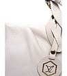 Светлобежова дамска кожена чанта с панделка Alita-2 снимка
