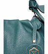 Тъмнозелена дамска кожена чанта с панделка Alita-2 снимка