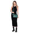 Тъмнозелена дамска кожена чанта с панделка Alita-4 снимка