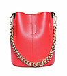Червена дамска чанта от естествена кожа с верижка Andrina-0 снимка