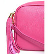 Розова дамска чанта за през рамо от естествена кожа Kosara-2 снимка