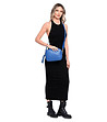 Синя дамска чанта за през рамо от естествена кожа Kosara-0 снимка