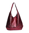 Червена дамска чанта от естествена кожа с металик ефект Dili-0 снимка