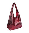 Червена дамска чанта от естествена кожа с металик ефект Dili-1 снимка