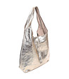Дамска кожена чанта в златисто с металик ефект Dili-1 снимка