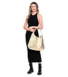 Дамска кожена чанта в златисто с металик ефект Dili-4 снимка
